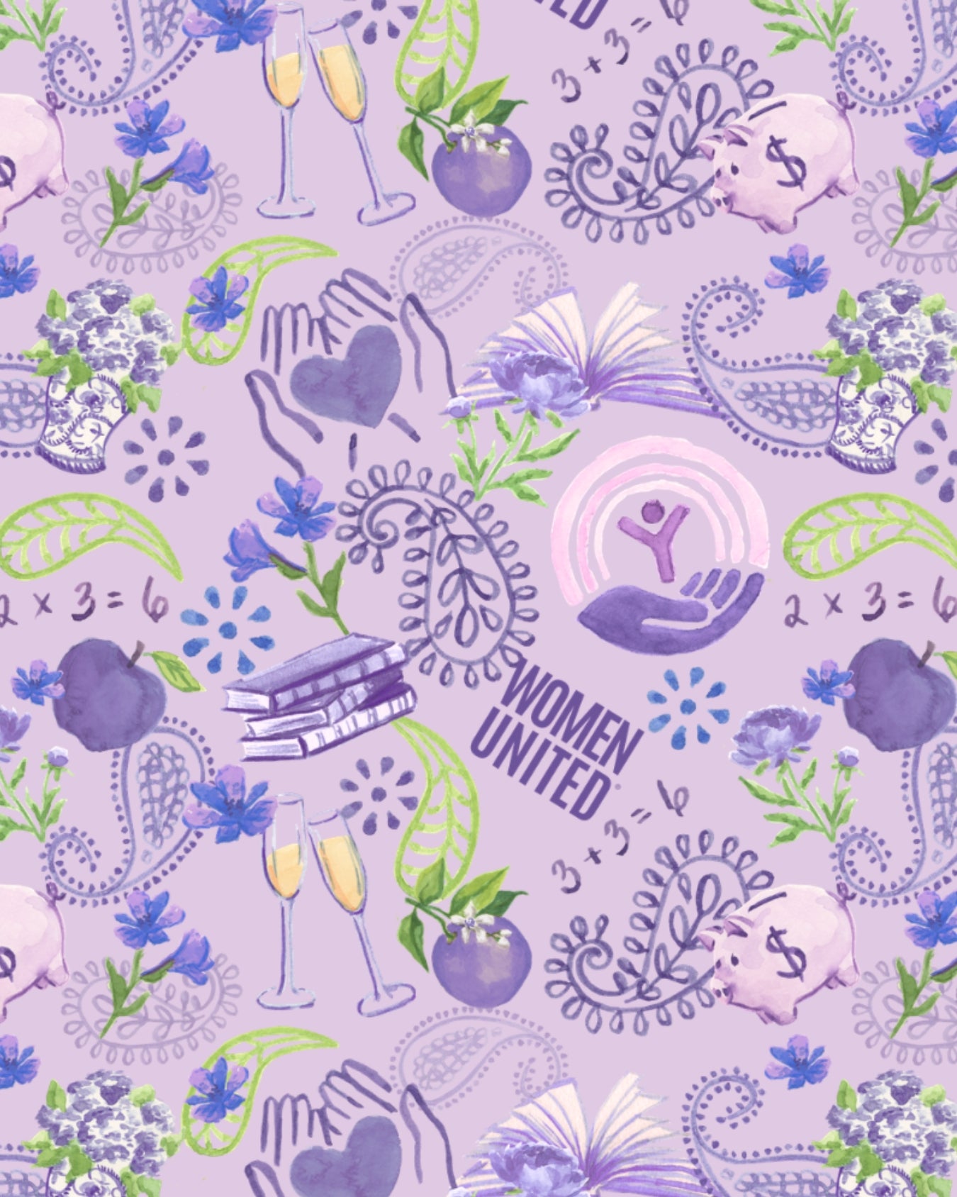 Women United Twilly Scarf – Purple Pattern Bag Scarf | Hair Ribbon | Gift for Her