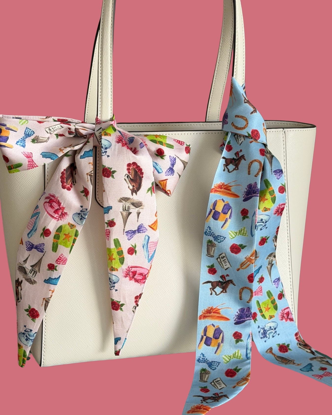 Equestrian Derby Twilly Scarf – Horse Racing Bag Scarf | Kentucky-Inspired Hair Ribbon | Preppy Silk Skinny Scarf