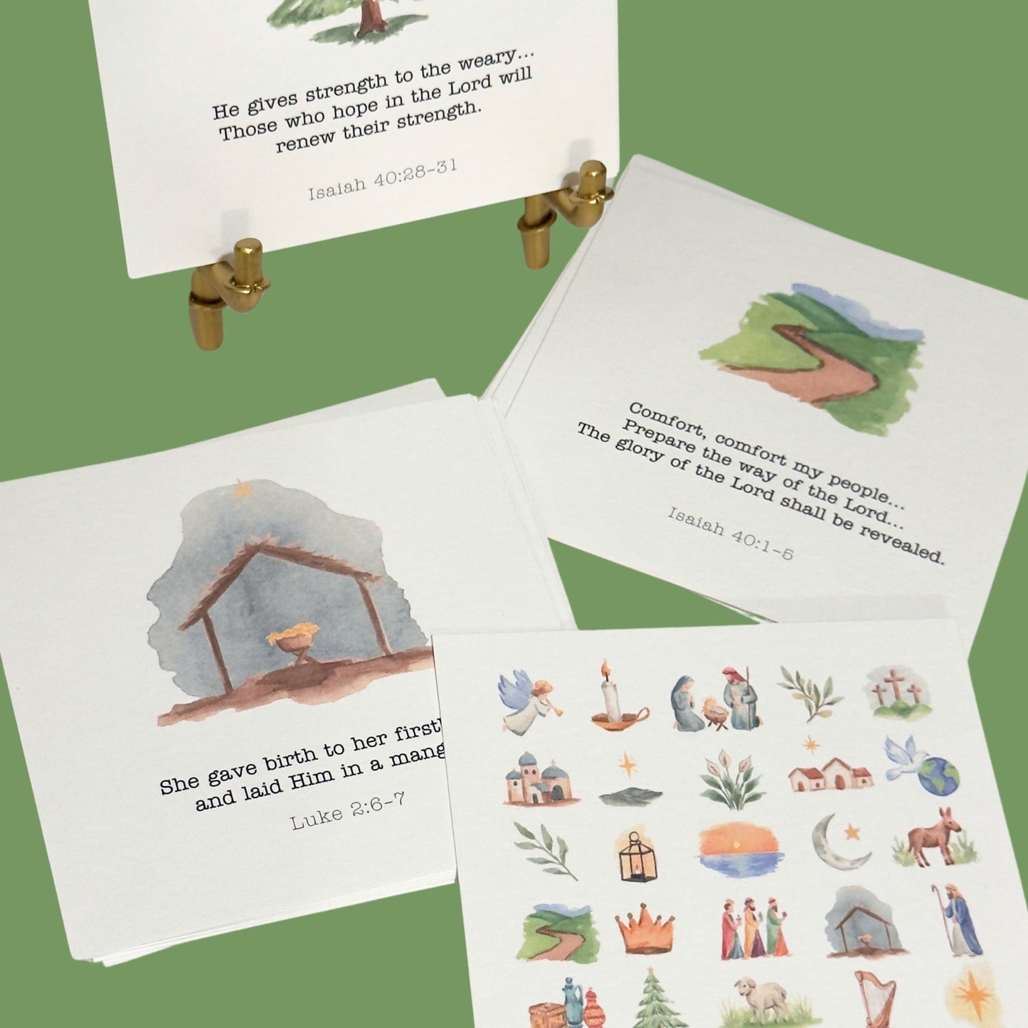 Advent Watercolor Scripture Cards – 25 Illustrated Bible Verse Cards by Emily Plank Artist