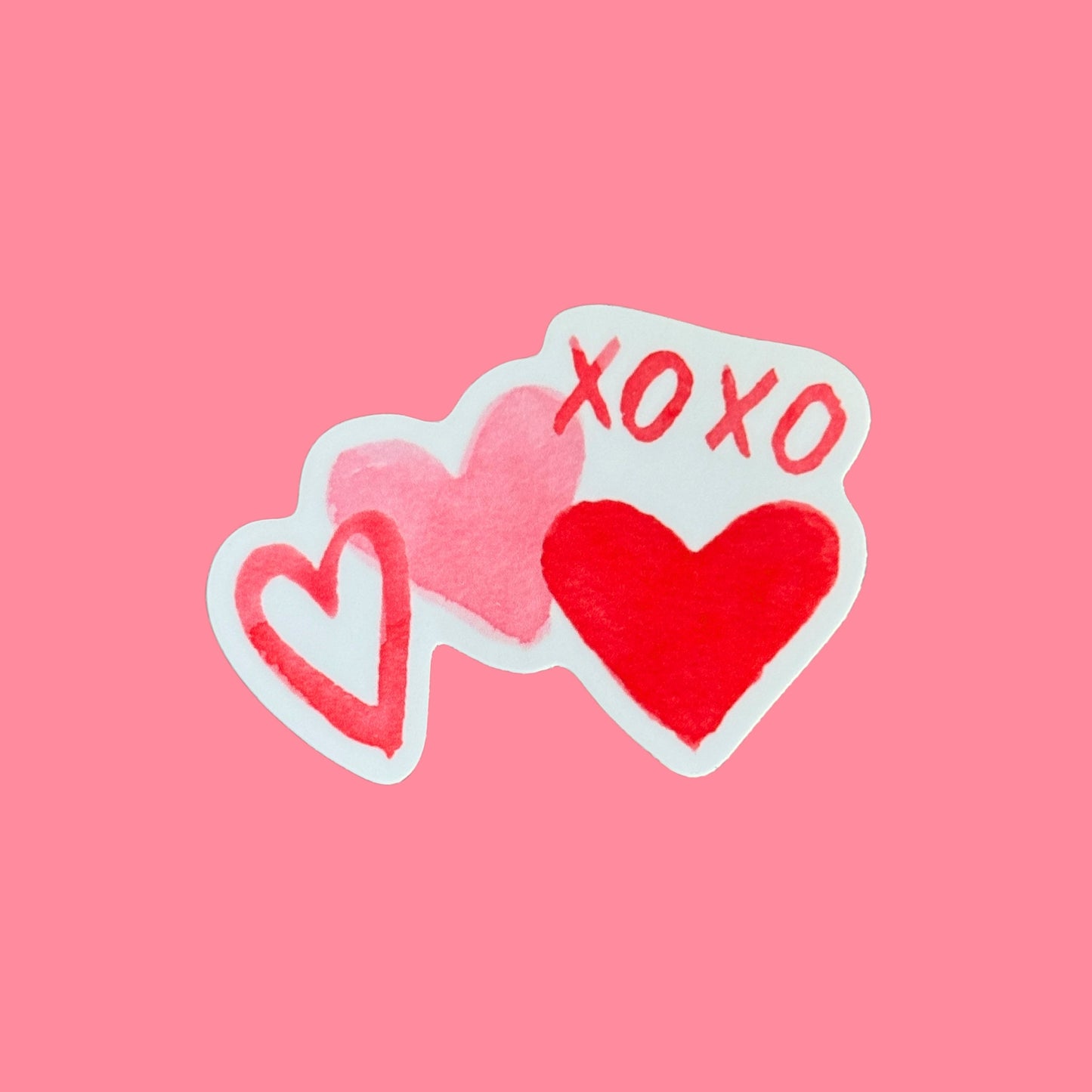 XOXO Heart Sticker – Watercolor Valentine Vinyl Sticker