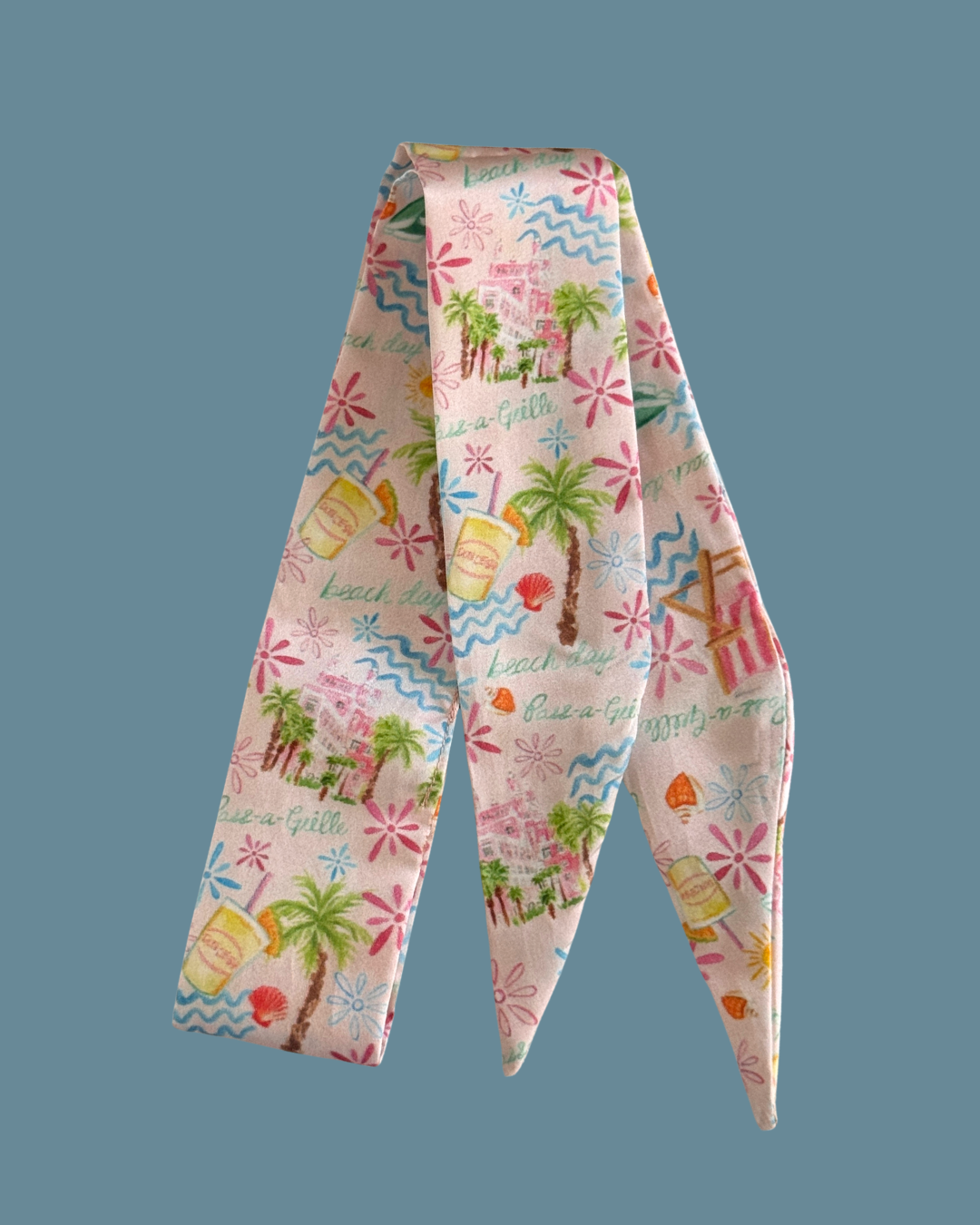 Don-Inspired Beach Twill Scarf – Pink Palace Coastal Cotton Silk Scarf