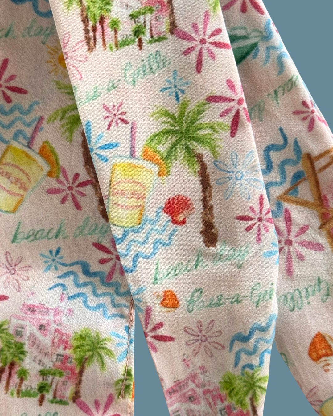 Don-Inspired Beach Twill Scarf – Pink Palace Coastal Cotton Silk Scarf