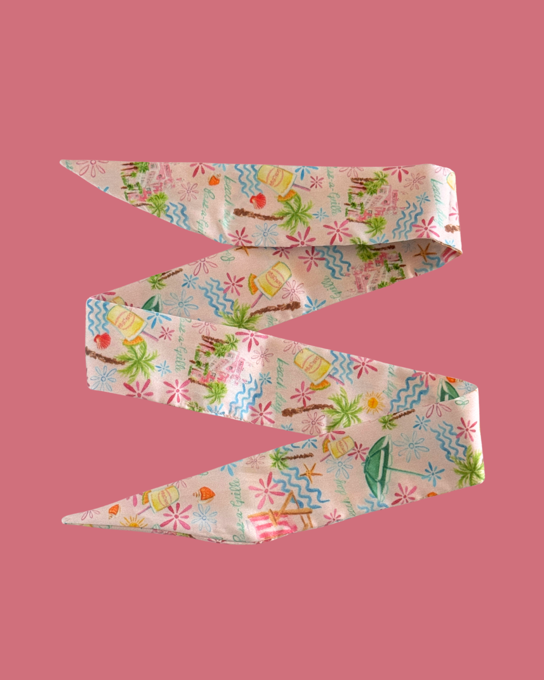 Don-Inspired Beach Twill Scarf – Pink Palace Coastal Cotton Silk Scarf