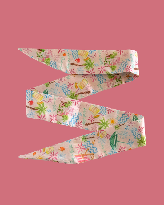 Don-Inspired Beach Twill Scarf – Pink Palace Coastal Cotton Silk Scarf