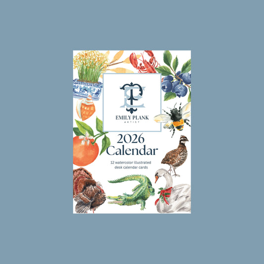 2026 Watercolor Desk Calendar – 5x7” Illustrated Art Calendar by Emily Plank Artist
