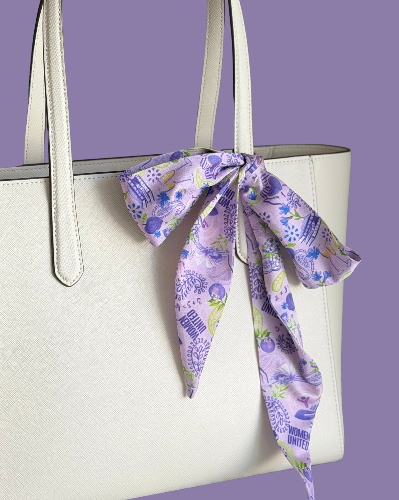 Women United Twilly Scarf – Purple Pattern Bag Scarf | Hair Ribbon | Gift for Her