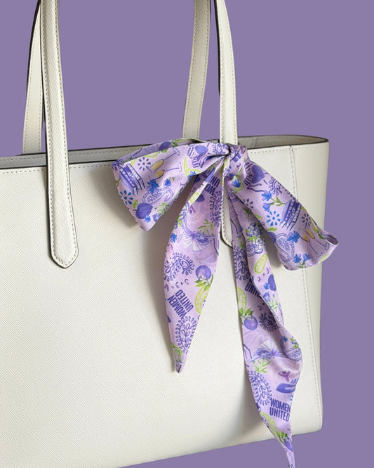Women United Twilly Scarf – Purple Pattern Bag Scarf | Hair Ribbon | Gift for Her