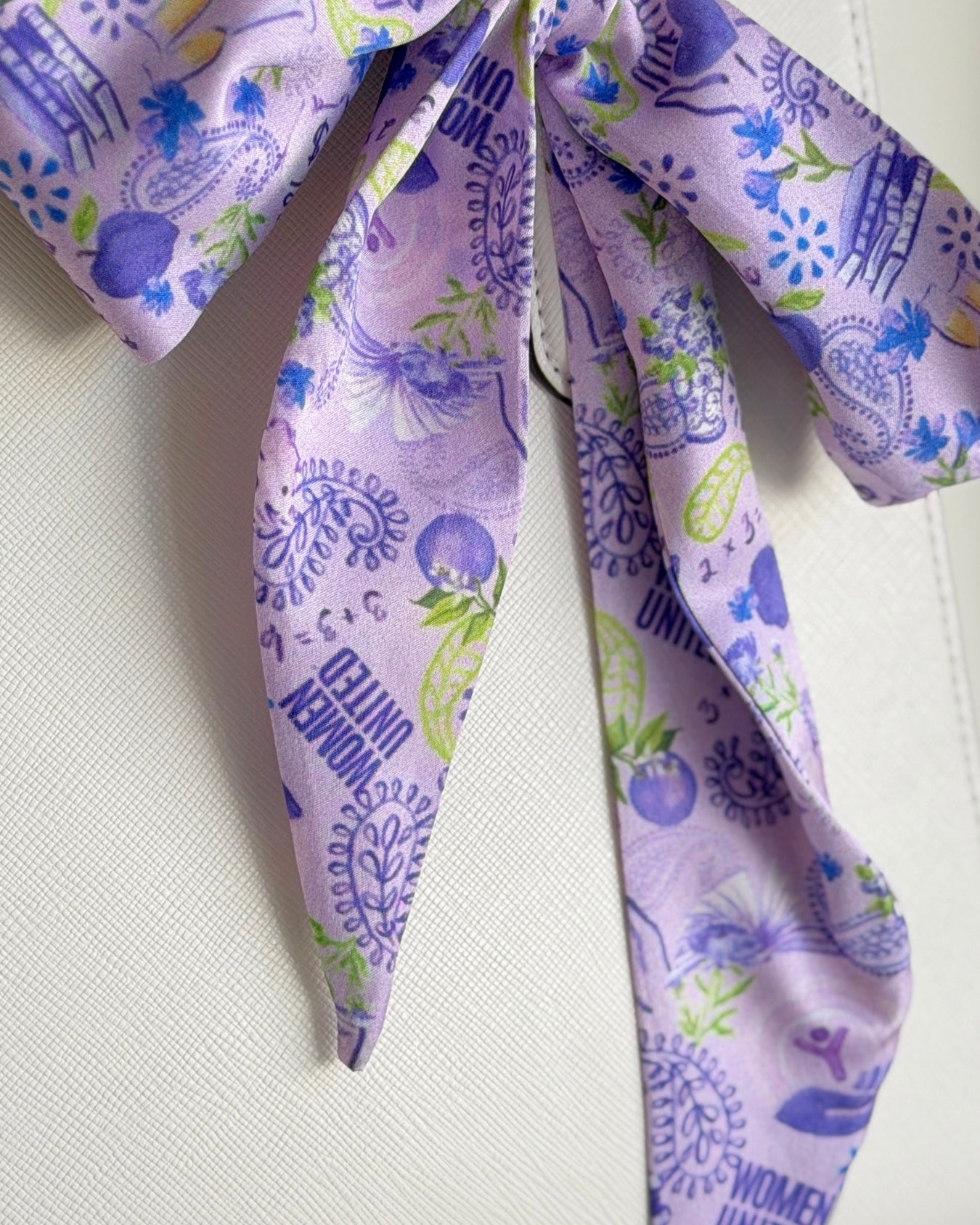 Women United Twilly Scarf – Purple Pattern Bag Scarf | Hair Ribbon | Gift for Her