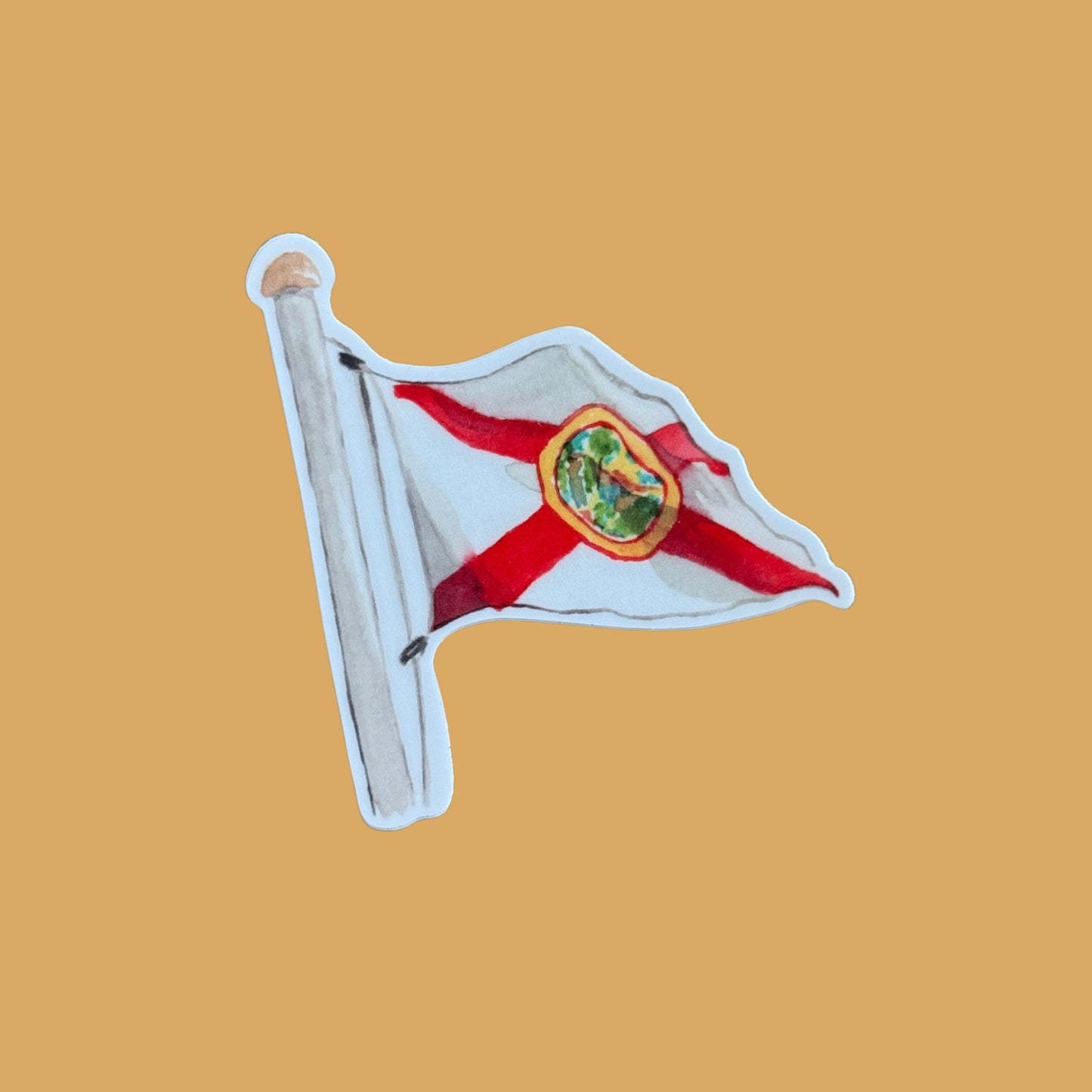 Florida State Stickers – Watercolor Florida Flag & Citrus Map Vinyl Stickers