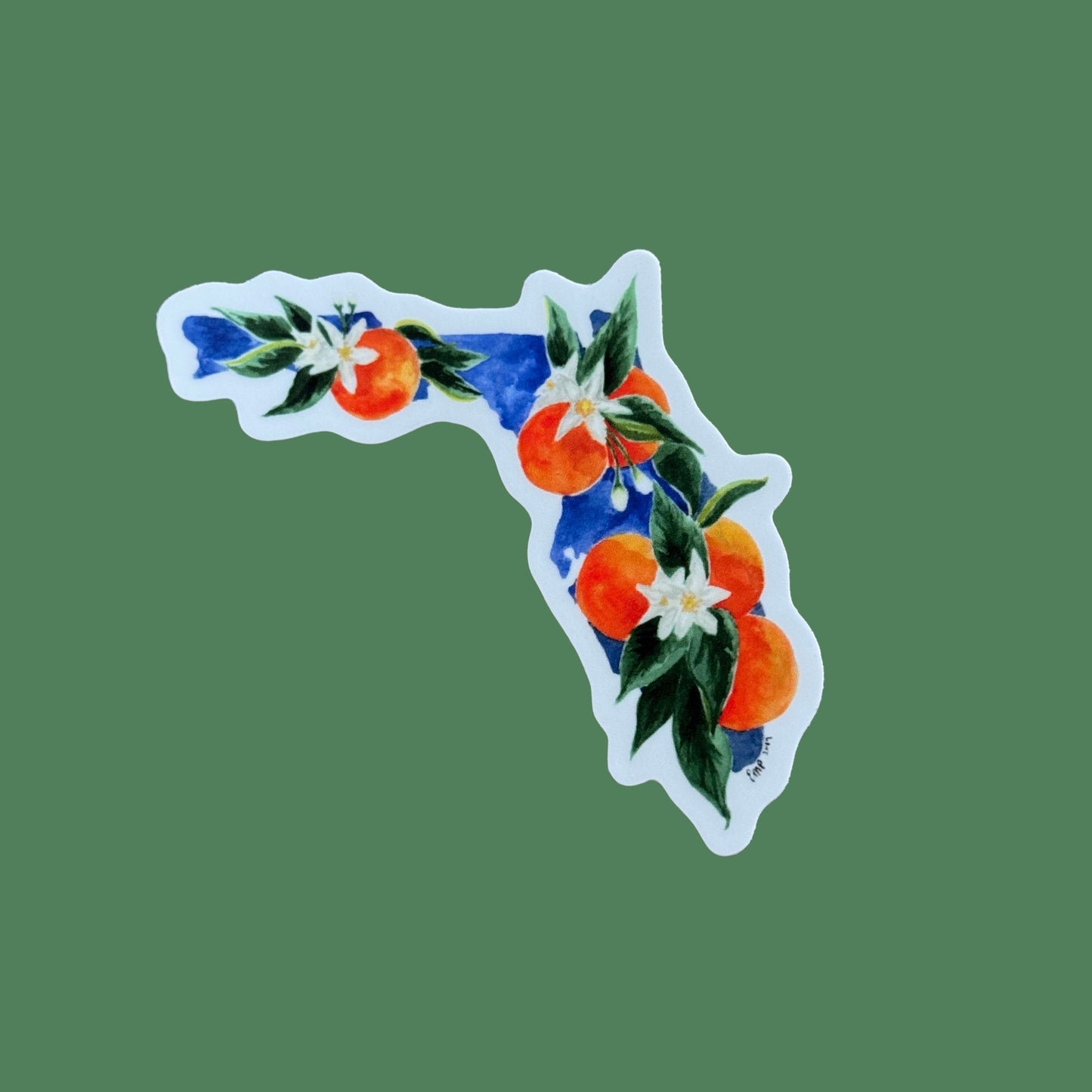 Florida State Stickers – Watercolor Florida Flag & Citrus Map Vinyl Stickers