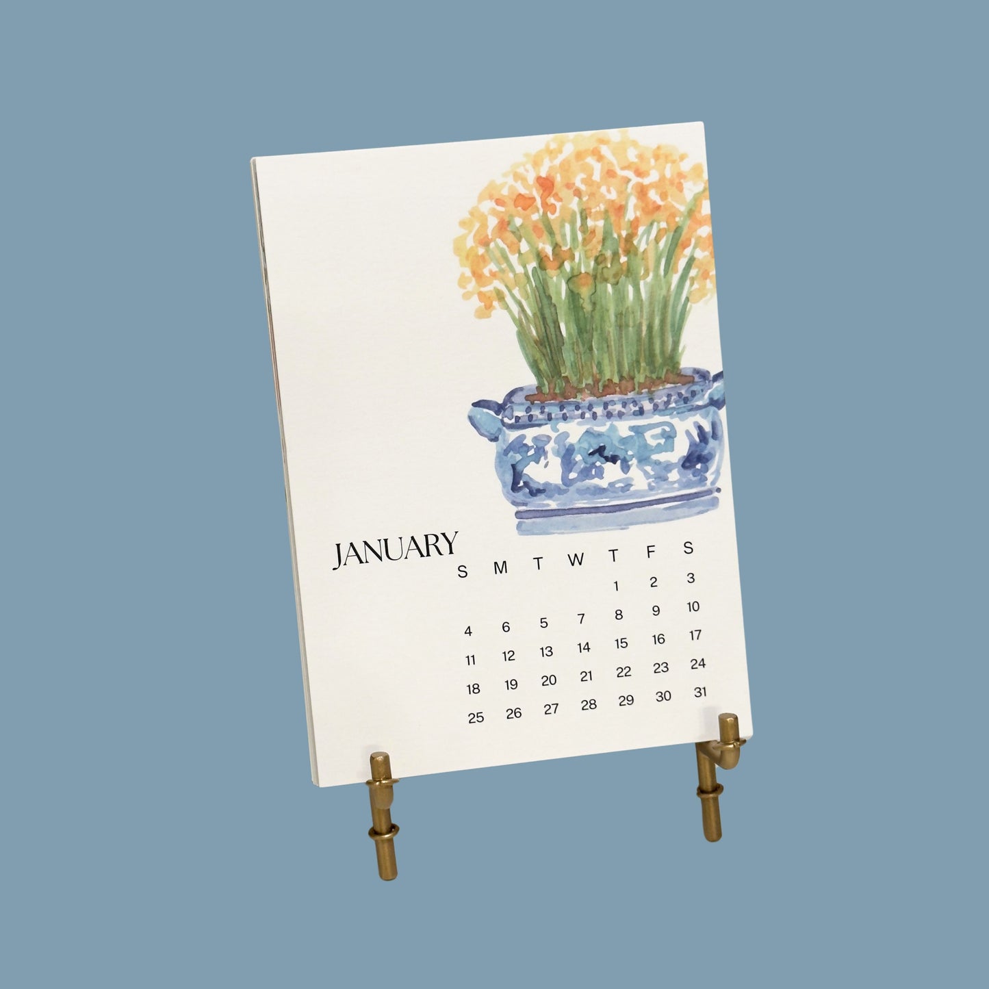 2026 Watercolor Desk Calendar – 5x7” Illustrated Art Calendar by Emily Plank Artist