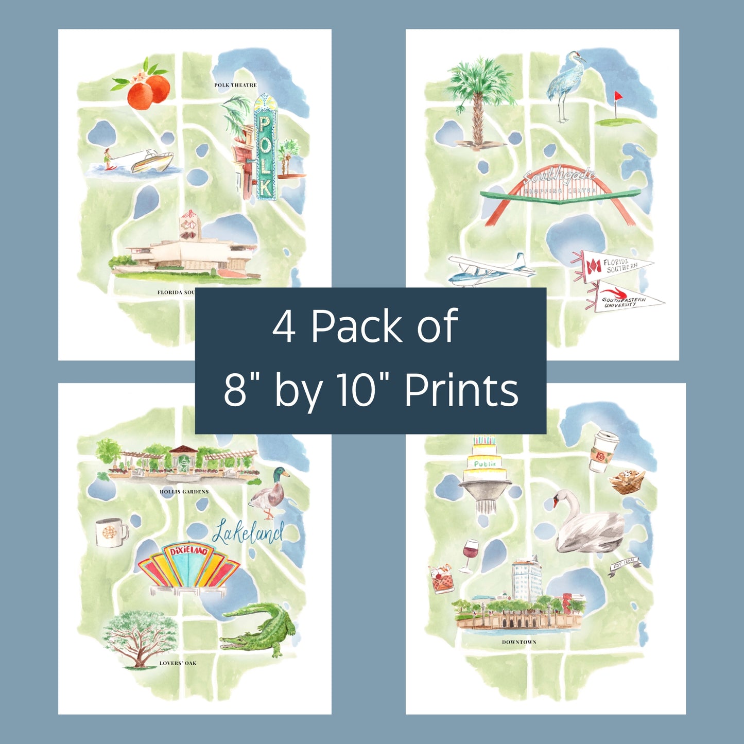 Lakeland Map - 4 Pack of 8" by 10"