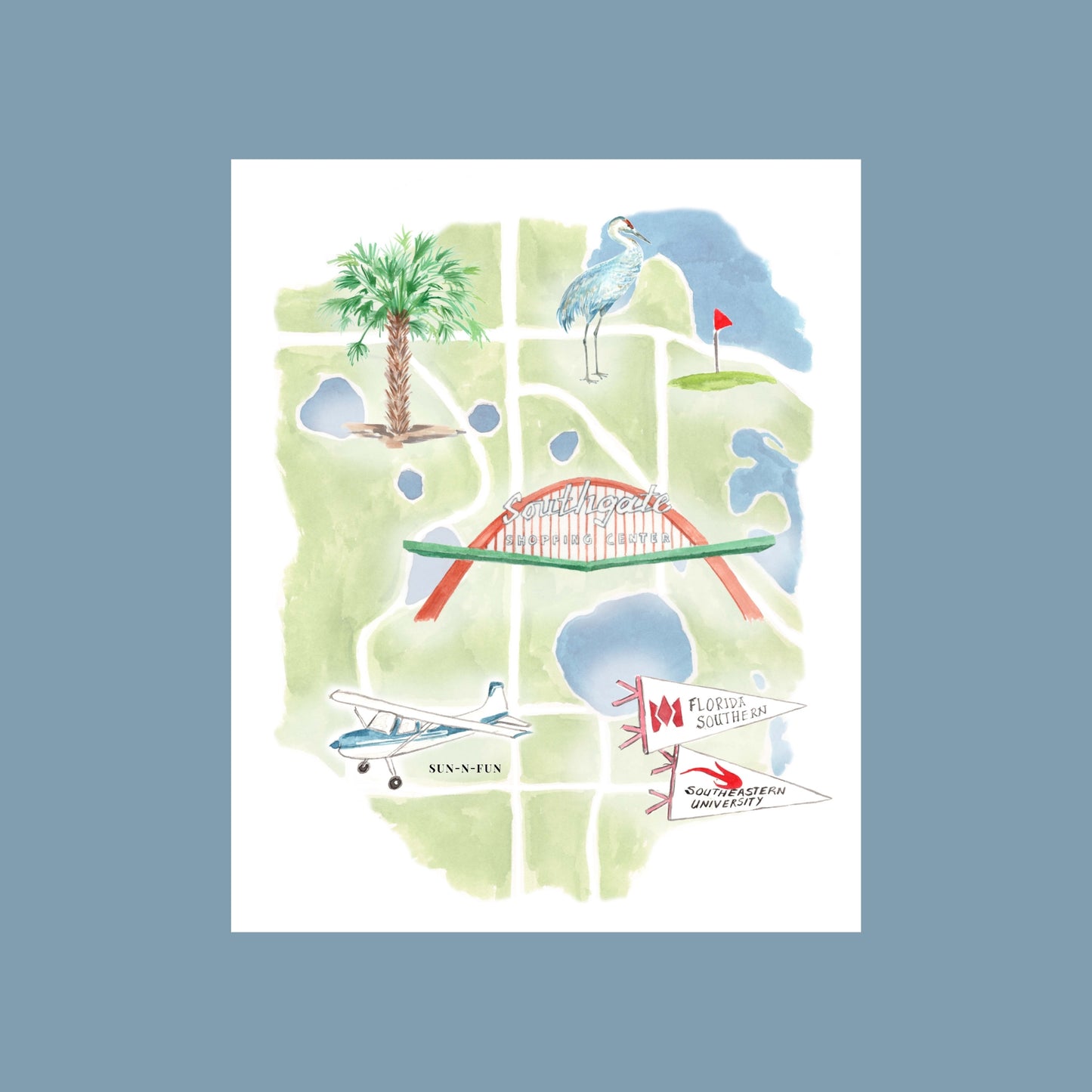 Lakeland Map - 4 Pack of 8" by 10"