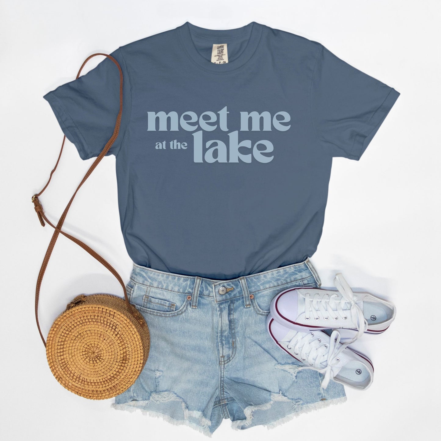 Meet Me at the Lake Comfort Colors Tee 1717 Blue Jean