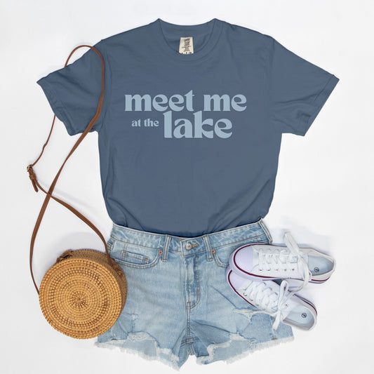 Meet Me at the Lake Comfort Colors Tee 1717 Blue Jean