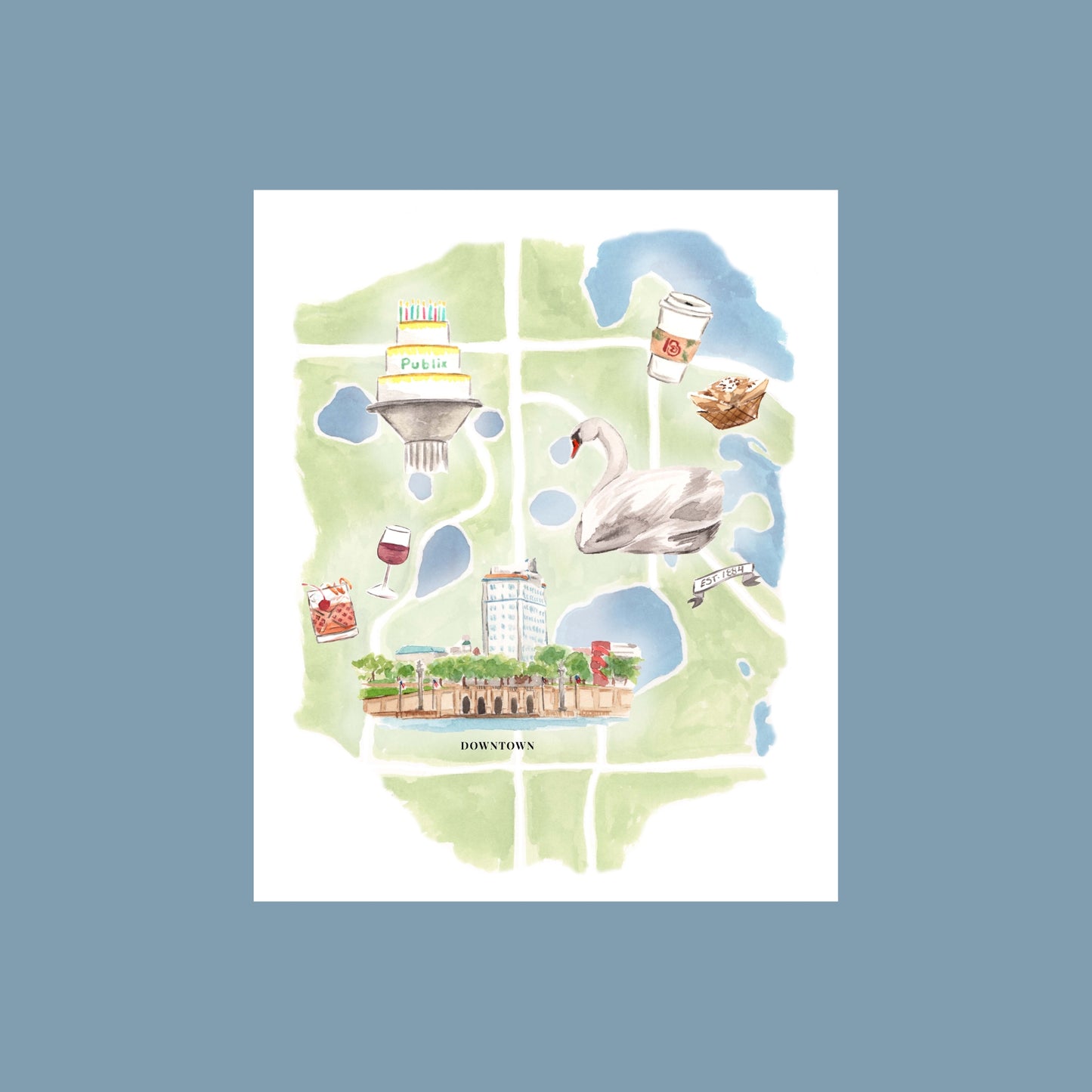 Lakeland Map - 4 Pack of 8" by 10"