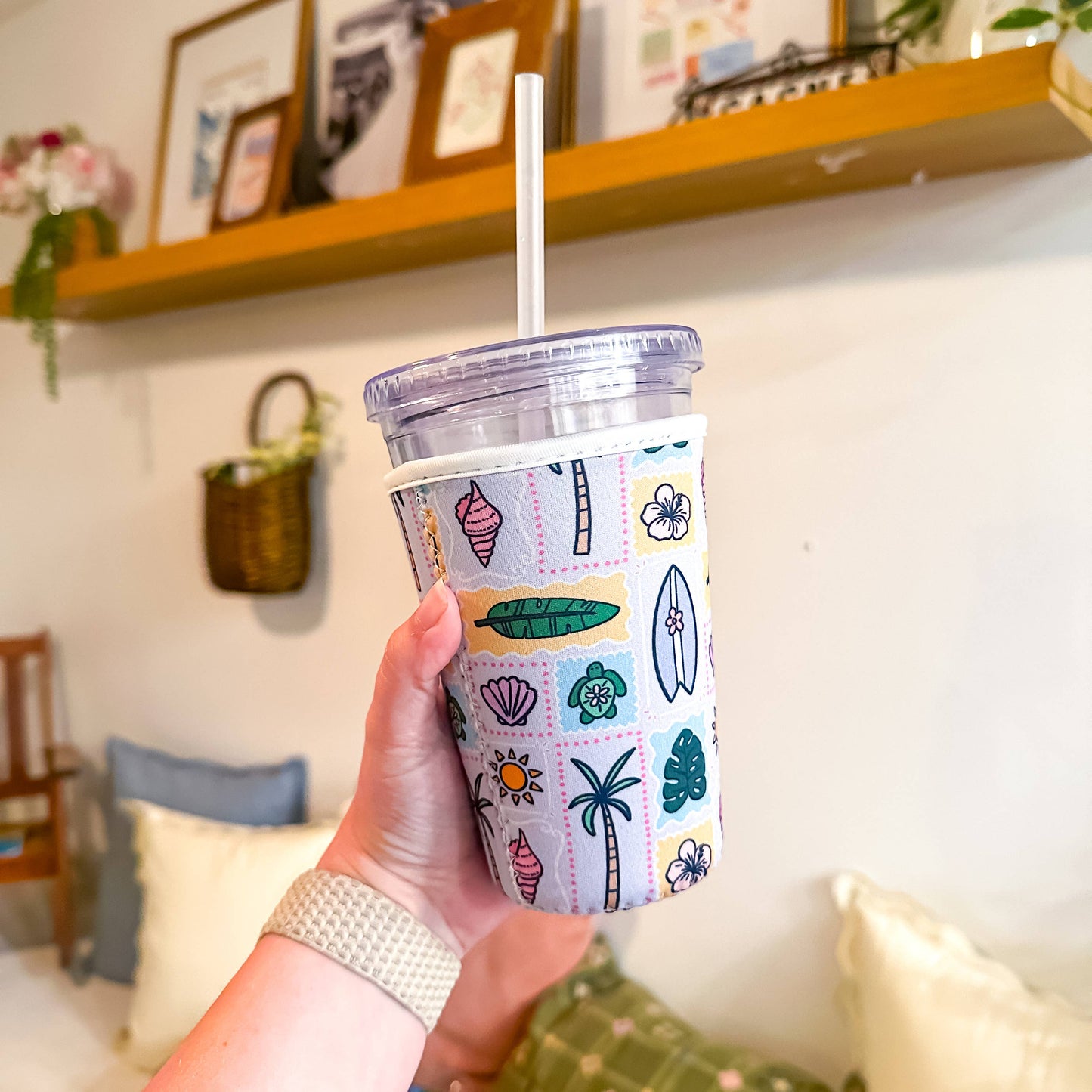 Coastal Coffee Cup Sleeve – Reusable Drink Coozie