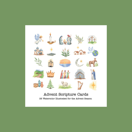 Advent Watercolor Scripture Cards – 25 Illustrated Bible Verse Cards by Emily Plank Artist