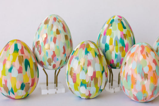 Hand Painted Egg - Abstract/Gingham