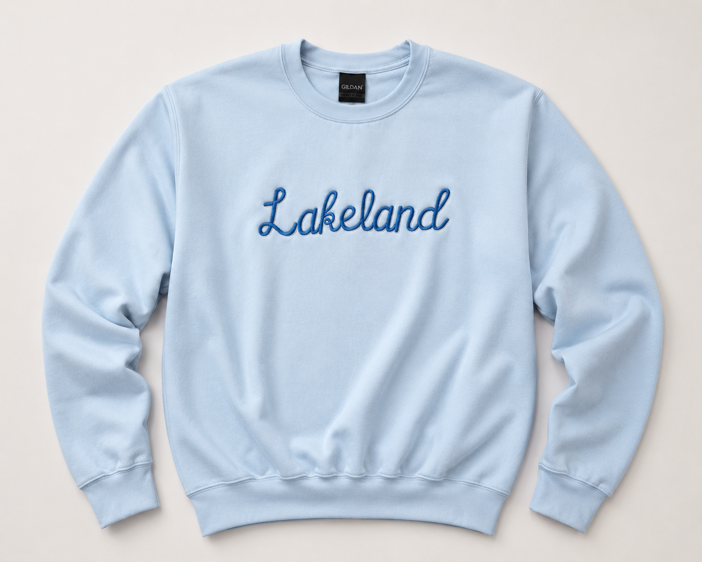 Lakeland Embroidered Sweatshirt | Light Blue Gildan Heavy Blend Crewneck | Florida Cozy Pullover