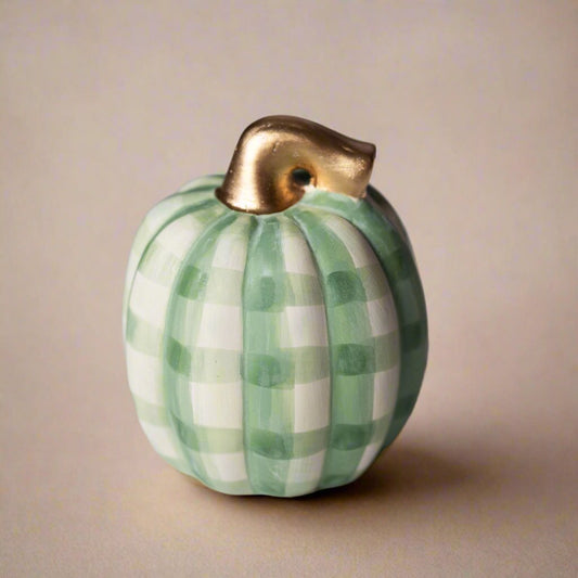 Hand Painted Ceramic Pumpkins - Greens